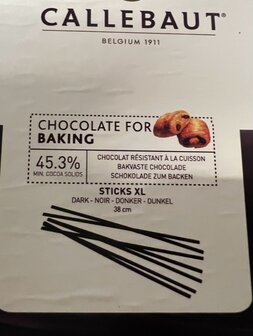 Bakvaste chocolade sticks 38 cm 